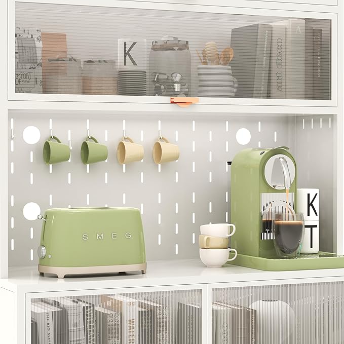 73‘’ Tall Kitchen Metal Pantry Cabinet, Pantry Storage Cabinet with Microwave Shelf and Door, Hutch for Kitchen, Dining Room, Living Room