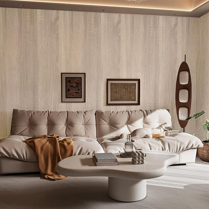 Boobest 590"x31.5" Extra Wide Light Wood Wallpaper Gray Wood Grain Contact Paper Peel and Stick Wallpaper Wooden Contact Paper Waterproof Self Adhesive Vinyl Wrap for Kitchen Bathroom Bedroom