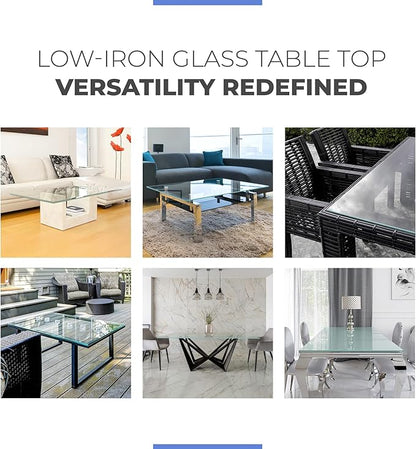 Ultra Clear Glass Table Top 36x60 Inch Rectangle - Low Iron Tempered Glass 1/4 Inch Flat Polished - Replacement for Dining Patio End Tables - Durable Table Protector
