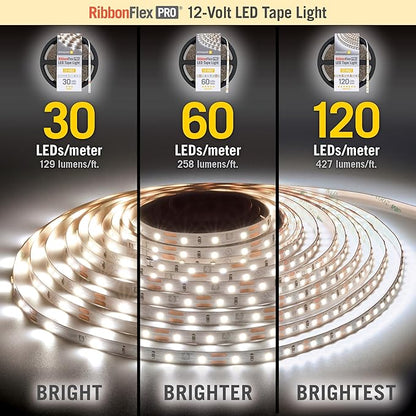 Armacost Lighting RibbonFlex Pro 12V White LED Strip Lights 60 LED/m, 2700K, 65.6 ft 132260