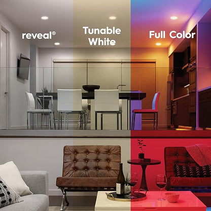 GE Cync Reveal® Smart LED Recessed Downlight, Color Changing WiFi Light, Matter Compatible, Compatible with Alexa and Google Home, 6in (3-Pack)