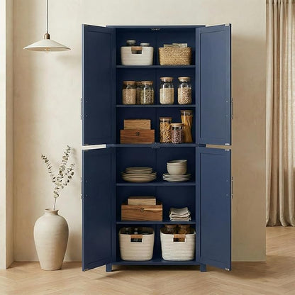 Casaphoria Kitchen Pantry Cabinet, 67" Tall Freestanding Kitchen Cabinet with 4 Adjustable Shelves, 28" W Storage Cabinet for Kitchen Pantry Organization (Navy Blue, Single)