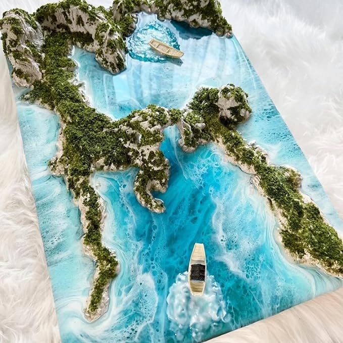 RESINHOMEFURNITURE 3D Island Epoxy Table Coffee Table Living Room Table Dining Table Console Table Patio Table Kitchen Table Centre Table Bar Counter Table Side Table (30 Inches Tall, 90 x 36 Inches)