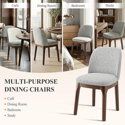 MALOL Wooden Dining Chairs Set of 4, Upholstered Kitchen & Dining Room Chairs with Thickened Wooden Legs, Farmhouse Side Chairs, Light Grey