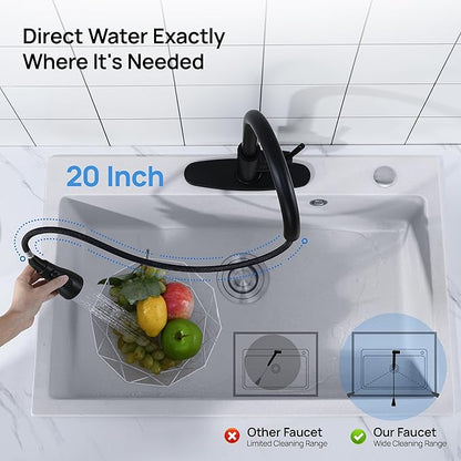 GAGALIFE Matte Black Kitchen Faucets with Pull Down Sprayer - High Pressure Blade Spray Kitchen Sink Faucet, High Arc Single Handle Stainless Steel Classic Pull Out Spray Kitchen Faucet 1 or 3 Hole