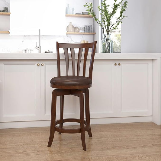 Hillsdale 25.5" Savana Wood Swivel Counter Height Stool, Cherry