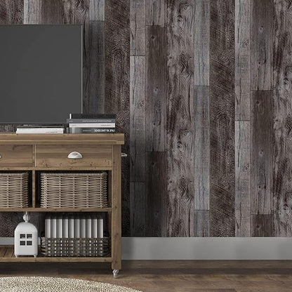 Yun-aeon Gray Wood Peel and Stick Wallpaper 17.3" X 1200" Self Adhesive Wallpaper Backsplash Line Removable Wall Paper Bathroom Old Furniture Renovation Furniture