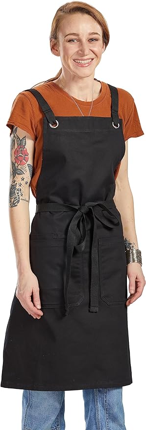 Caldo Crossback Kitchen Apron for Cooking (Black)