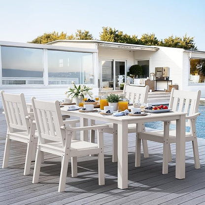 YEFU Patio Dining Chairs Set of 4: All Weather Outdoor Dining Chairs with Wide Curved Seat and Backrest - Outdoor Furniture Plastic for Outside Backyard/Garden/Porch/Deck 350lbs Capacity White