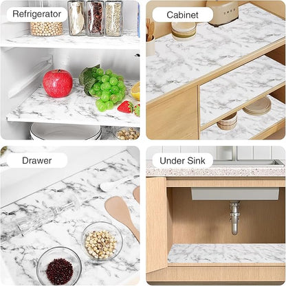 Drawer and Shelf Liner for Kitchen Cabinet,Non-Adhesive Cabinet Liner 18in x 20FT,Waterproof Shelf Paper Non-Slip Mats Cupboard Liners Contact Protect Dresser/Shelves/Table-Marble