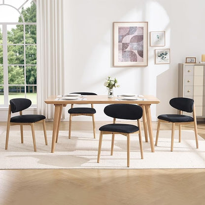 Upholstered Dining Chairs Set of 4, Velvet Fabric Kitchen & Dining Room Chairs with Solid Wood Legs, Modern Armless Side Chairs for Kitchen Island, Living Room, Restaurant (Black, Set of 4)
