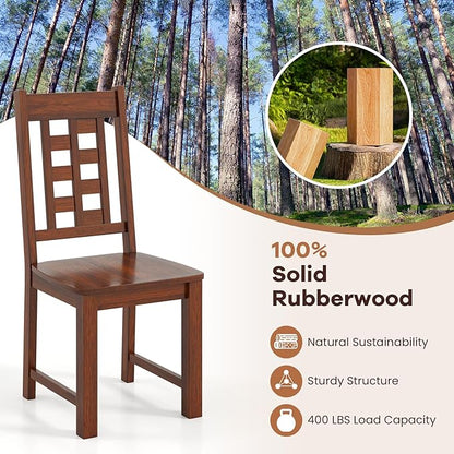 NAFORT Set of 4 Dining Chairs, High Lattice Back Solid Wood Chair, Mid-Century Modern 4 Kitchen Chairs with Max Load 400 Lbs for Kitchen Table, Dining Room, Cafe, Restaurant