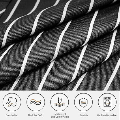 NLUS 2 Pack Cooking Aprons for Women with Pockets Adjustable Kitchen Bib Aprons for Women Men Chef, Black/White Stripe (Black/White Stripes)