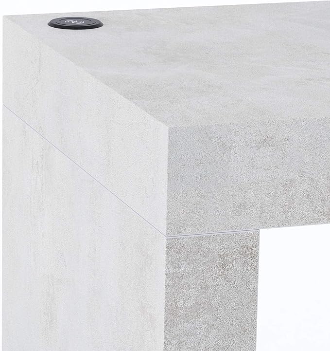 Mobili Fiver, Evolution Dining Table 70.9 x 15.7 in, with Wireless Charger, Concrete Effect, Grey with One Leg, Made in Italy