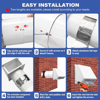 10 Inch Hooded Wall Vent with Screen and Damper, 10 Inch Range Hood Wall Vent Cap, Wall Exhaust Vent Cover, Outdoor Hooded Wall Vent for Dryer Vent, Outside Exterior Mount, Range Hood, Kitchen, White