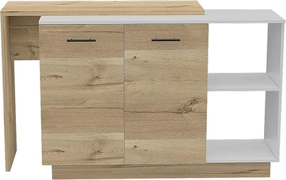 GOWE Kitchen Island Ohio, Kitchen, White/Light Oak