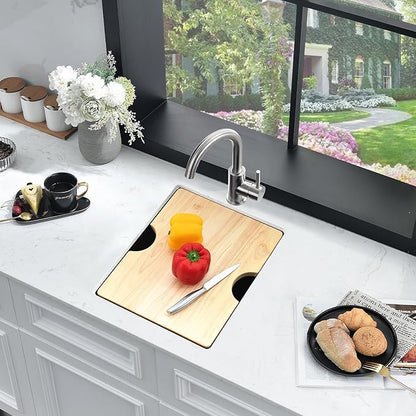 16 Inch Undermount Bar Sink Workstation,16x19 Small Kitchen Sink Bar Sinks Undermount 18 Gauge Stainless Steel Single Bowl Kitchen Prep Wet Bar Sinks with Cutting Board
