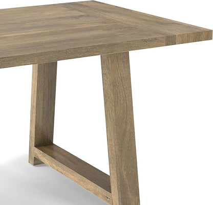 SIMPLIHOME Whitley Dining Table - 72 inch Wide Solid Mango Wood Rectangular Table in Grey Wash, Modern Farmhouse Style for Dining Room or Kitchen with Extra-Thick Trestle Base, Seats 6