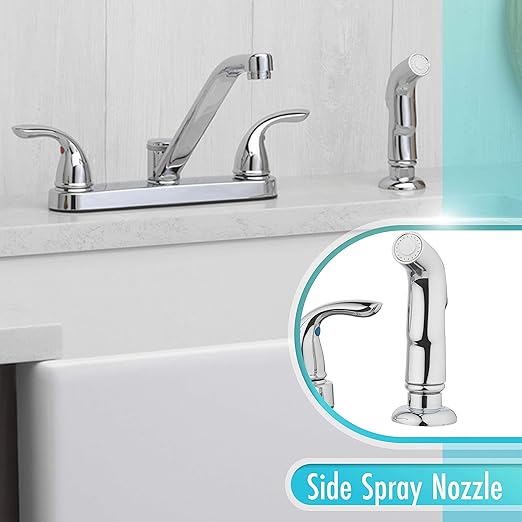 Aqua Vista 25-K82CS-CH-AV Kitchen Sink Faucet with Side Spray, Polished Chrome Two Handle