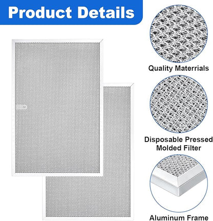 2PCS W11177751 W10419114 Aluminum Grease Range Hood Filters Compatible With Whirlpool, Replaces W10834041 W11176974 4547137 AP6285612 PS12348521 EAP12348521