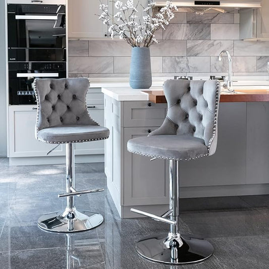 Modern Dining Chairs, Mid-Century Kitchen Table and Chairs with Sturdy Stable Base, Easy Assembly Luxury Furniture for Dining Room, Home Pub and Kitchen Island,Gray-Foam-2pc-3