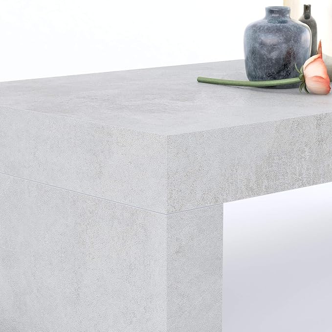 Mobili Fiver Evolution Tall Kitchen Bar Table Made in Italy | Space Saving, Counter Height Table for 3 | Modern Breakfast Bar Counter Top w/Cable Holder | Concrete Grey Effect | 70,9'' x 15,7" in