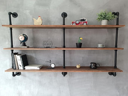 HDDFER Floating Shelves for Wall Bookshelf Industrial Pipe Shelving Shelves Natural Wood Planks 60 inch Rustic Wall Shelves Hanging Bookshelves Farmhouse Kitchen Shelving