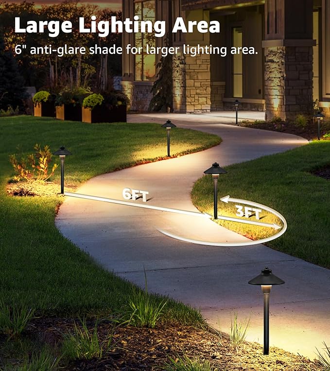 SUNVIE Low Voltage Pathway Lights 12V LED Landscape Path Lights 3000K Outdoor Waterproof Landscape Lighting 3W Aluminum Low Voltage Landscape Lights for Walkway Yard Garden ETL Listed Cord, 4 Pack