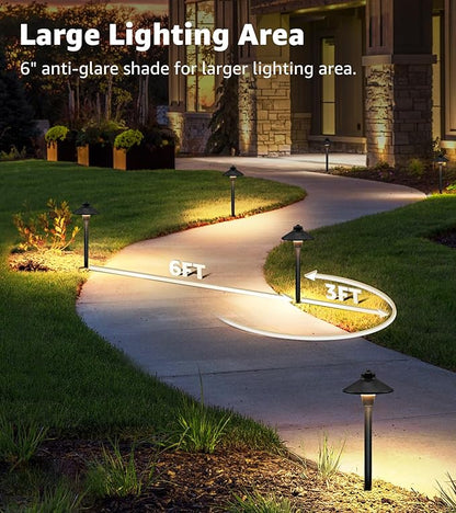 SUNVIE Low Voltage Pathway Lights 12V LED Landscape Path Lights 3000K Outdoor Waterproof Landscape Lighting 3W Aluminum Low Voltage Landscape Lights for Walkway Yard Garden ETL Listed Cord, 4 Pack