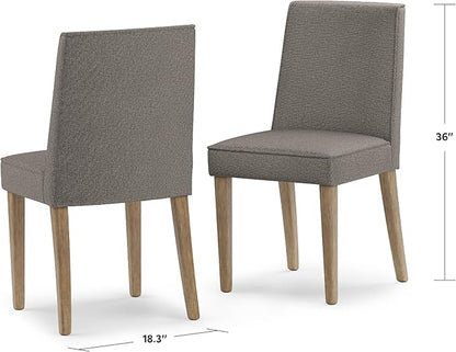 SIMPLIHOME Bartow Kitchen Chairs - Upholstered Solid Hardwood and Woven Polyester Kitchen Chair Set in Taupe, Contemporary Armless Dining Room Seating with Cushioned Seat and Back (Set of 2)