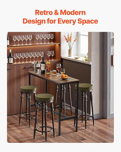 VEVOR Bar Table, Sturdy Metal Frame High Top Pub Table, Narrow Long Kitchen Dining, Cocktail Counter Bar Height Desk, Easy to Assemble,39x16x35.5 in, for Living Room Party, Rustic Brown and Black
