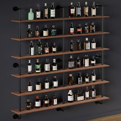 HDDFER Floating Shelves for Wall Living Room Shelves Bookshelf Industrial Pipe Shelving Shelf Real Wood Planks 60 inch Rustic Wall Shelves Hanging Bookshelves Farmhouse Kitchen Bar Shelving