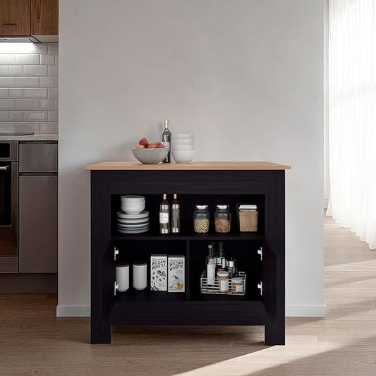 GOWE Theba Kitchen Island, Whit 2 Doors, 3 Shelves