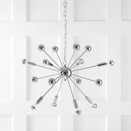 JONATHAN Y 22.5" Chrome 8-Light Metal Sputnik Chandelier, Adjustable Height Hanging Fixture for Living Room Dining Room Bedroom, Modern Transitional, LED Bulbs Included JYL9017A