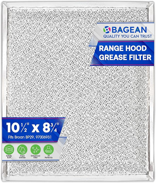 Bagean Stove Hood Vent Filter 10.5" x 8.75" 97006931 Compatible with Broan Range Hood Filter Replacement BP29 - Fit's Nutone Kitchen Exhaust Fan Filters - Blocks Grease & Filters Oven Air (1-Pack)