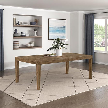 Lexicon 84-102 Inch Extendable Dining Table for 4-8 People, Large Rectangle Wooden Kitchen Table with Self-Storing Extension Leaf Space Saving, for Dining Room, Living Room, Home Office, Brown