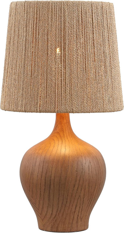 JONATHAN Y 23" Brown Wood Finish Rustic Farmhouse Resin Gourd LED Table Lamp for Bedroom, Living Room, Nightstand, with Brown Paper Rope Shade, LED Bulb Included JYL9200A