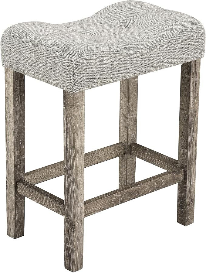 Ball & Cast 5 Piece Wooden Dining Table and Chairs Set for 4, 24" H Tufted Counter Stools with 35" Square Bar-Table, Industrial Breakfast Table with 4 Padded-Stool for Kitchen Island Playroom, Brown