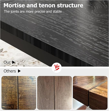 IDEALHOUSE 71 Inch Industrial Dining Table for 4-6 Person Rectangle Kitchen Table with Metal Legs,Round Corners, Writing Desk, for Modern Farmhouse, for Kitchen, Dining Room,Quick Assembly,Wood