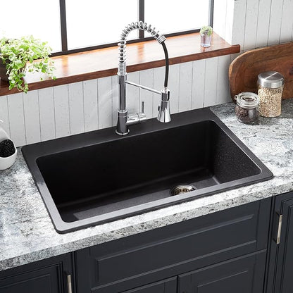 Signature Hardware 447659 Totten 33" Drop In or Undermount Single Basin Granite Composite Kitchen Sink