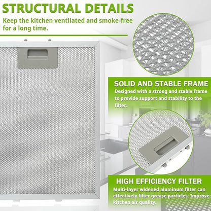 W10169961A Range Hood Filter Replacement 5 Layer Aluminum Mesh Hood Grease Filter Fit for Whirlpool, Kitchen Aid, Jenn-Air Range Hoods(2PCS)