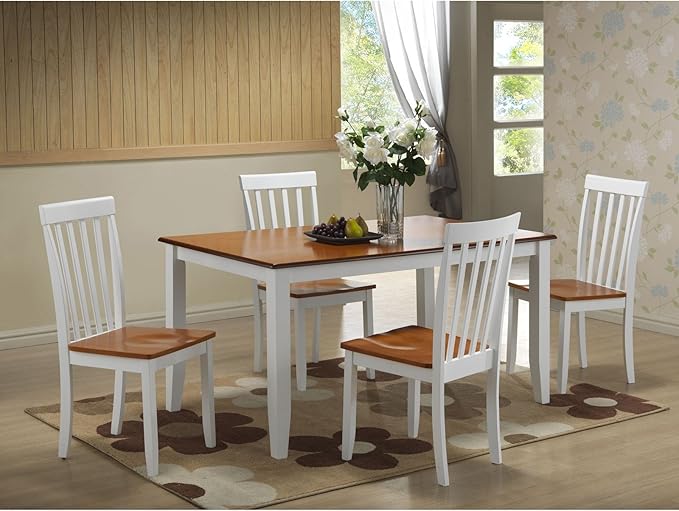 Boraam Bloomington Dining Chair, White/Honey Oak, Set of 2