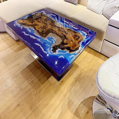 RESINHOMEFURNITURE Premium Blue Island Ocean Look Resin Dining Table Epoxy Table Console Table Side Table Living Room Table Coffee Table Center Table Study Table Patio Table Home Décor