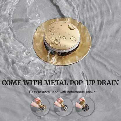 Ultimate Unicorn Bathroom Faucet for Sink Champagne Bronze, 4 Inch Bathroom Faucet for 3 Hole or 2 Hole, 2 Handle Waterfall Faucets with Pop up Drain, Centerset Faucets for RV Counter