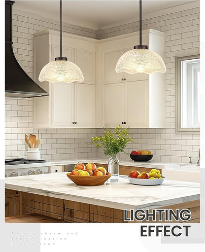 zeyu 1-Pack Adjustable Hanging Light, Bronze Pendant Light, Kitchen Island Hanging Ceiling Light with Clear Hammered Glass, Oil Rubbed Bronze Finish, ZJX116M1L ORB