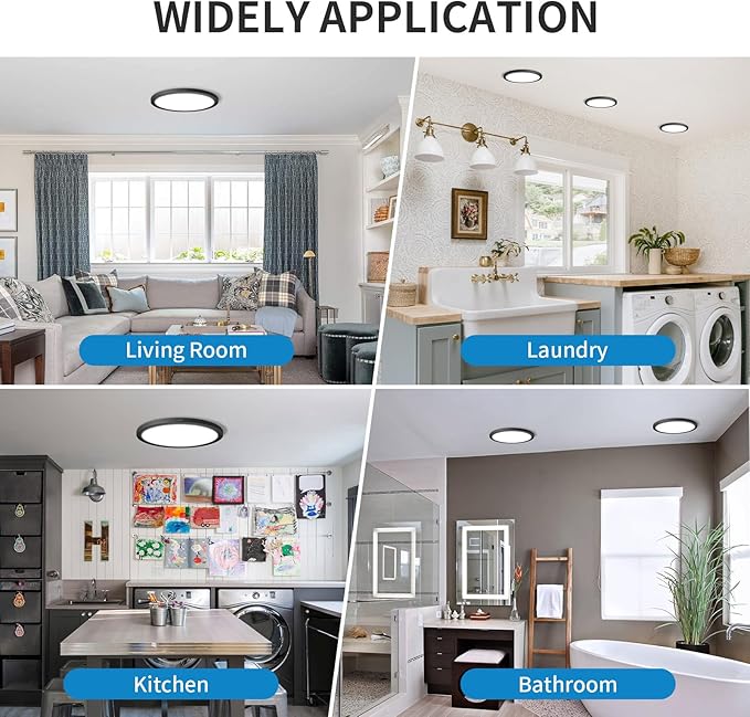 mw LED Flush Mount Ceiling Lights, 9 Inch Round Black Ceiling Light, 20W 120V 5CCT 2700/3000/3500/4000/5000K, Dimmable Slim Flush Mount Light, Close to Ceiling Light Fixtures for Bedroom, Hallway