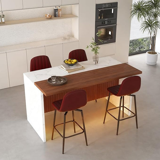 Runboll 63" Large Island Table Set with 4 Bar Stools, Modern Faux Marble Dining Table Set with Multi-Color LED Lights, Kitchen Island with Grille Design for Dining Room, Home, Office, Living Room