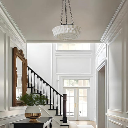 Milk Glass Pendant Light, 14" Mid Century Modern Schoolhouse Hanging Ceiling Light Fixture, Vintage Chandelier for Bedroom, Dining Room,Hallway,Kitchen Island, 4*G9 Dimmable Bulbs Included, 3000K