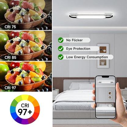 28.3Inch Cool White Modern LED Ceiling Lighting,40W High Brightness Metal Linear Ceiling Lamp,6500K Simple Long Light for Kitchen Dining Living Room Laundry, Garage Cloakroom Lighting