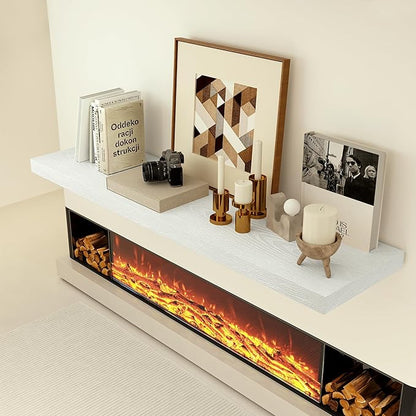 Heimlove 12 Inch Deep Floating Shelves, 72 x 12 Inches Long Wall Shelf, Large Extra Display & Storage Shelf, Rustic Wood Wall Shelves for Fireplace Mantel, White, 1 Pack